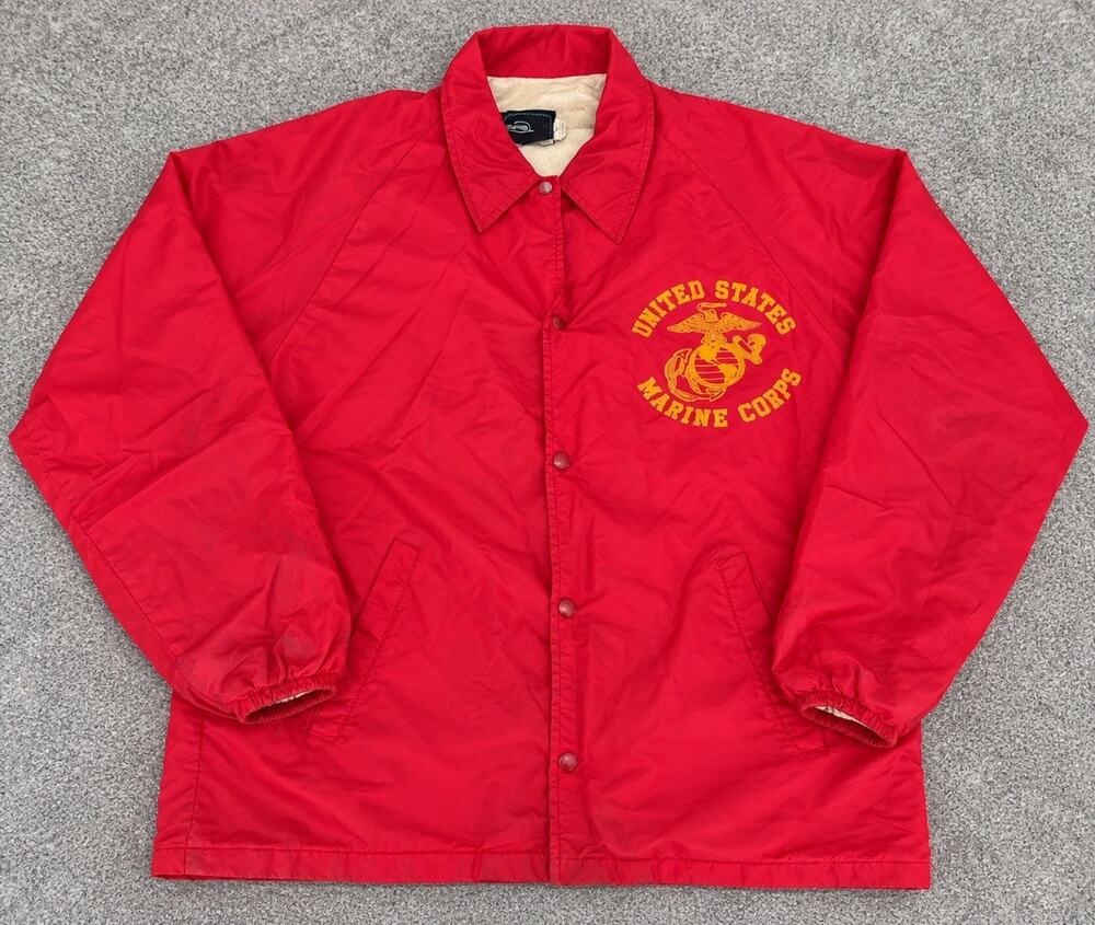 Vintage Marine Corp Jacket Medium 70s Artex USMC Red Military Lightweight Nylon